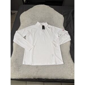 New UNRL Highlands Quarter Zip White Golf Sweatshirt Size Medium Athletic Fit